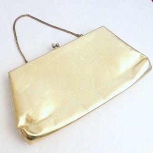 💌 Vintage HL GOLD LAME Evening Bag - Gold Lurex Harry Levine Clutch Purs